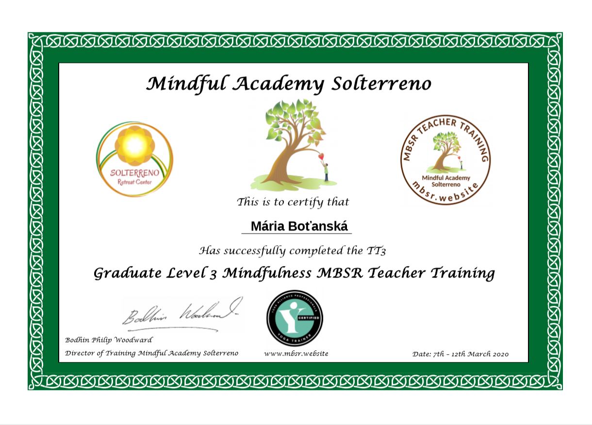 TT3 Certifikát Mindfulness